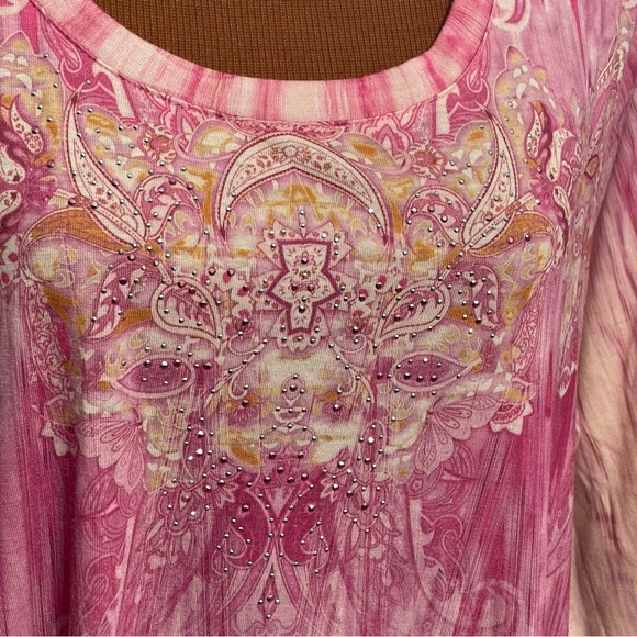 Plus Size One World Embellished Tunic Size XXXL Pink - Picture 3 of 6
